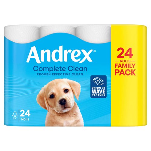 Andrex Complete Clean Toilet Rolls 2PLY 190 Sheets FSC (Pack 24) - 10137 Andrex Complete Clean Toilet Rolls 2PLY 190 Sheets FSC (Pack 24) - 10137