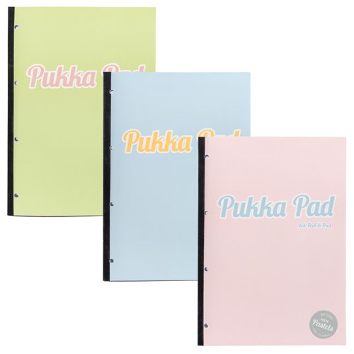 Pukka Pad A4 Refill Pad Ruled 160 Pages Pastel Blue/Pink/Mint (Pack 3) - 2015-PST Pukka Pad A4 Refill Pad Ruled 160 Pages Pastel Blue/Pink/Mint (Pack 3) - 2015-PST