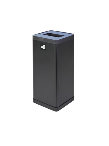 Alba Recycling Bin 50L Steel For Paper Black With Blue Oblong Hole Lid H73xW31xD31cm - PBCORBN B Alba Recycling Bin 50L Steel For Paper Black With Blue Oblong Hole Lid H73xW31xD31cm - PBCORBN B