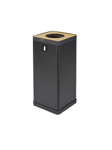 Alba Recycling Bin 50L Steel For Plastic Black With Yellow Circular Hole Lid H73xW31xD31cm - PBCORBN J Alba Recycling Bin 50L Steel For Plastic Black With Yellow Circular Hole Lid H73xW31xD31cm - PBCORBN J