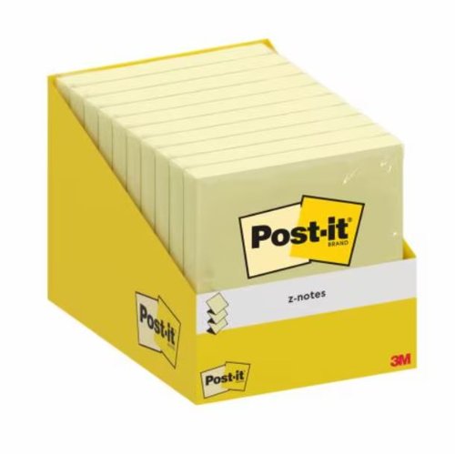 Post-It Z Notes Retail Display 76x76mm 100 Sheets Canary Yellow (Pack 10) - 7100317838 Post-It Z Notes Retail Display 76x76mm 100 Sheets Canary Yellow (Pack 10) - 7100317838
