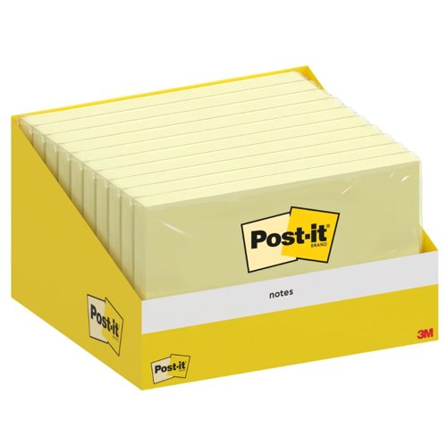 Post-It Notes Retail Display 76x127mm 100 Sheets Canary Yellow (Pack 10) - 7100317839 Post-It Notes Retail Display 76x127mm 100 Sheets Canary Yellow (Pack 10) - 7100317839