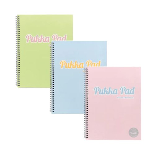 Pukka Pad Jotta A4 Wirebound Card Cover Notebook Ruled 200 Pages Pastel Blue/Pink/Mint (Pack 3) - 2010-PST Pukka Pad Jotta A4 Wirebound Card Cover Notebook Ruled 200 Pages Pastel Blue/Pink/Mint (Pack 3) - 2010-PST