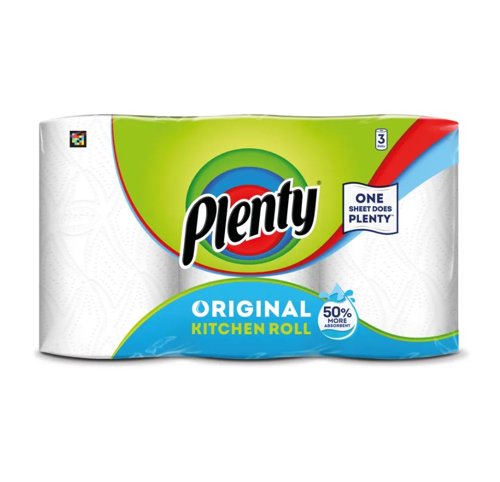 Plenty+The+Original+One+Kitchen+Roll+White+95+Sheets+%28Pack+3%29+-+101441