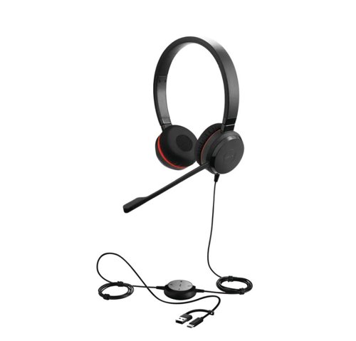 Jabra Evolve 30 II USB-C Wired Microsoft Teams Stereo Headset with USB-C to USB-A Adapter Jabra Evolve 30 II USB-C Wired Microsoft Teams Stereo Headset with USB-C to USB-A Adapter