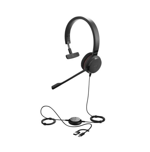 Jabra Evolve 30 II USB-C Wired Microsoft Teams Mono Headset with USB-C to USB-A Adapter Jabra Evolve 30 II USB-C Wired Microsoft Teams Mono Headset with USB-C to USB-A Adapter