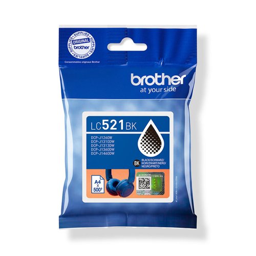 Brother Black Ink Cartridge 500 pages - LC521BK Brother Black Ink Cartridge 500 pages - LC521BK
