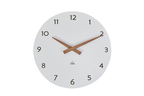 Alba Quartz Wall Clock 300mm Diameter White/Walnut - HORMILENA BC Alba Quartz Wall Clock 300mm Diameter White/Walnut - HORMILENA BC