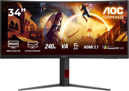 AOC G4 34 Inch 3440 x 1440 Pixels Wide Quad HD Fast VA DisplayHDR 400 HDMI DisplayPort Adaptive Sync Gaming Monitor AOC G4 34 Inch 3440 x 1440 Pixels Wide Quad HD Fast VA DisplayHDR 400 HDMI DisplayPort Adaptive Sync Gaming Monitor