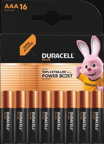 Duracell Plus AAA Batteries with Power Boost (Pack 16) - MN2400B16BOOST Duracell Plus AAA Batteries with Power Boost (Pack 16) - MN2400B16BOOST