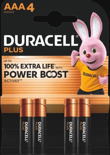 Duracell Plus AAA Batteries with Power Boost (Pack 4) - MN2400B4BOOST Duracell Plus AAA Batteries with Power Boost (Pack 4) - MN2400B4BOOST