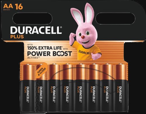 Duracell Plus AA Batteries with Power Boost (Pack 16) - MN1500B16BOOST Duracell Plus AA Batteries with Power Boost (Pack 16) - MN1500B16BOOST
