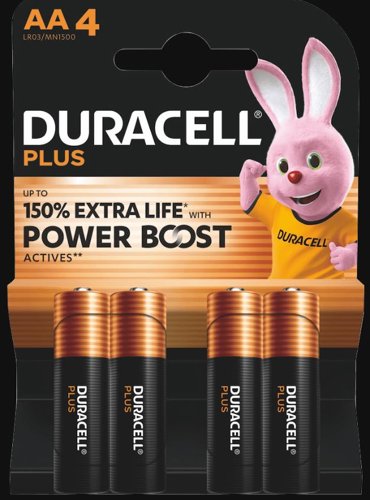 Duracell Plus AA Batteries with Power Boost (Pack 4) - MN1500B4BOOST Duracell Plus AA Batteries with Power Boost (Pack 4) - MN1500B4BOOST