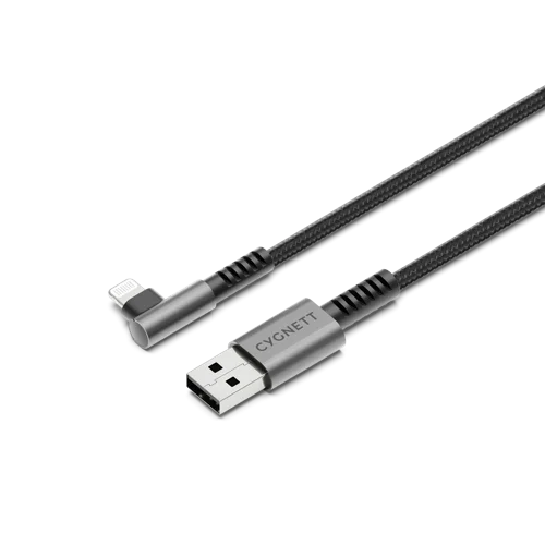 Cygnett 1m Unite Right Angle Lightning to USB-A Black Cable Cygnett 1m Unite Right Angle Lightning to USB-A Black Cable