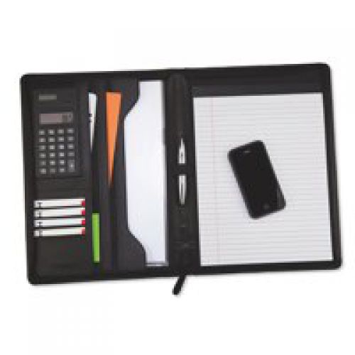 Potfolios Monolith A4 Conference Folder with Calculator Leather Look Black 2914