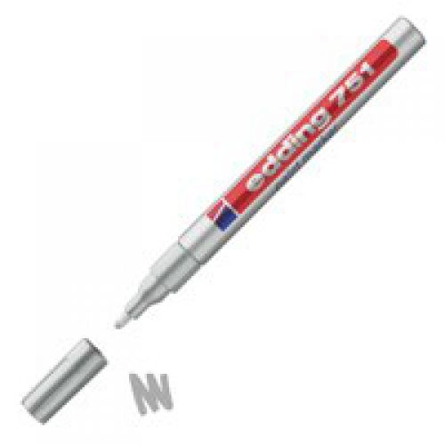 edding 751 Paint Marker Bullet Tip 1-2mm Line Silver (Pack 10) - 4-751054