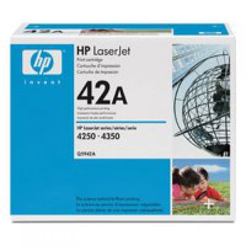 HP 42A Black Standard Capacity Toner Cartridge 10K pages for HP LaserJet 4250/4350 - Q5942A