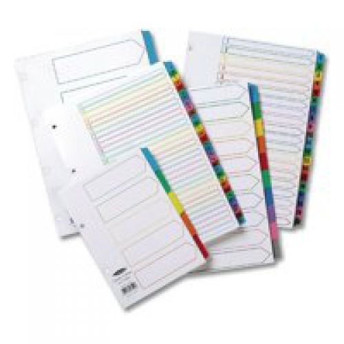 Concord Classic Index Jan-Dec A4 180gsm White Board with Coloured Mylar Tabs 02401