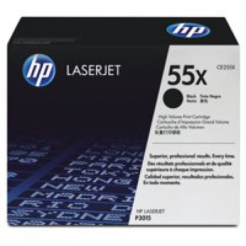 HP 55X Black High Yield Toner 12.5K pages for HP LaserJet Enterprise M525/P3015/Pro M521 - CE255X