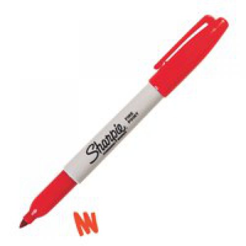 Permanent Markers Sharpie Permanent Marker Fine Tip 0.9mm Line Red (Pack 12)
