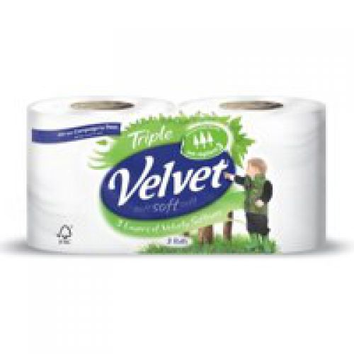 Toilet Tissue & Dispensers Velvet Toilet Roll 3 Ply White (Pack 12 For The Price Of Pack 9)