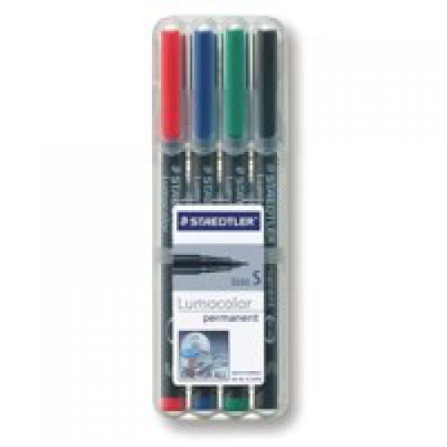 Staedtler Lumocolor OHP Pen Permanent Superfine 0.4mm Line Assorted Colours (Pack 4)
