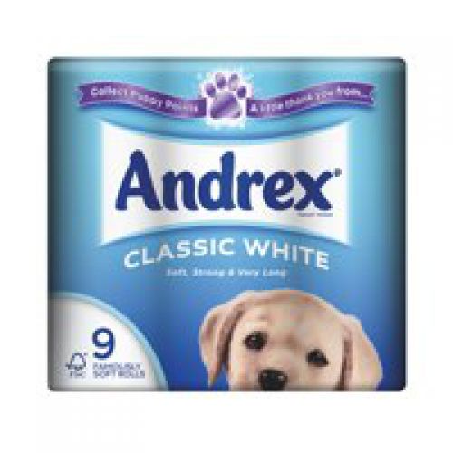 Toilet Tissue & Dispensers Andrex Toilet Roll 2 Ply Classic White (Pack 9)