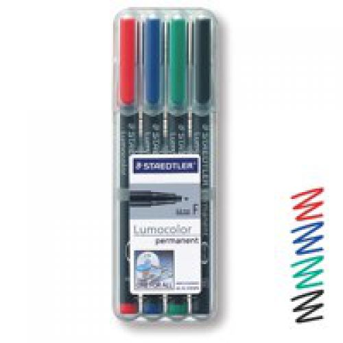 Staedtler+Lumocolor+OHP+Pen+Permanent+Fine+0.6mm+Line+Assorted+Colours+%28Pack+4%29+318WP4