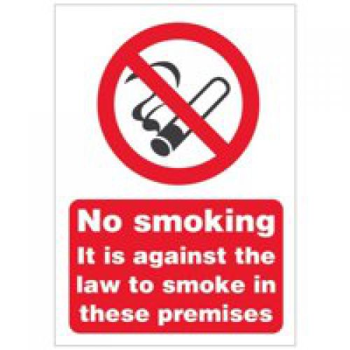 Seco+Prohibition+Safety+Sign+No+Smoking+It+Is+Against+The+Law+To+Smoke+In+These+Premises+A5+Self+Adhesive+Vinyl+-+SB003SAV-A5