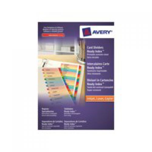 Avery+Readyindex+Divider+Jan-Dec+Punched+190gsm+Card+White+with+Coloured+Mylar+Tabs+02002501