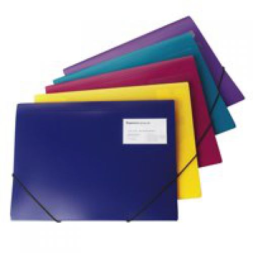 Rapesco+Folio+Wallet+Polypropylene+A4%2B+3+Flap+Elasticated+Assorted+Colours+%28Pack+5%29+-+0720
