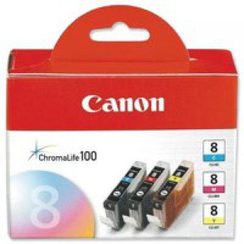 Canon+CLI8+Cyan+Magenta+Yellow+Standard+Capacity+Ink+Cartridge+Multipack+3+x+13ml+%28Pack+3%29+-+0621B029