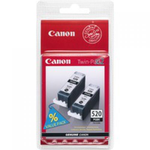 Canon+PGI520BK+Black+Standard+Capacity+Ink+Cartridge+2+x+19ml+Twinpack+-+2932B012