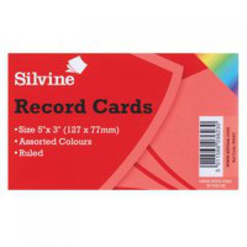 Record Cards ValueX Record Cards Ruled 126x77mm Assorted Colours (Pack 100)