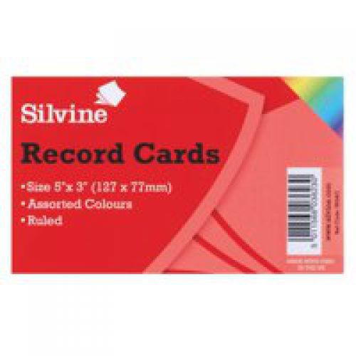 ValueX Record Cards Ruled 126x77mm Assorted Colours (Pack 100) - 553AC