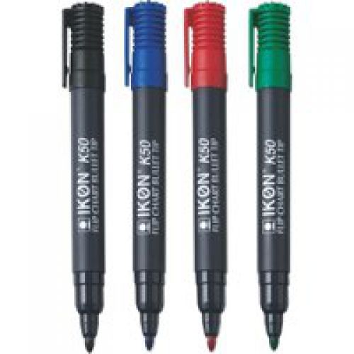 Flipchart Pens ValueX Flipchart Marker Bullet Tip 2mm Line Assorted Colours (Pack 4)
