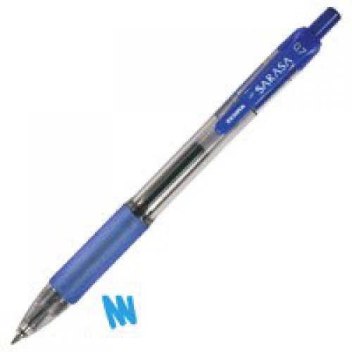 Zebra+Sarasa+Retractable+Gel+Rollerball+Pen+0.7mm+Tip+0.5mm+Line+Blue+%28Pack+12%29+-+46820