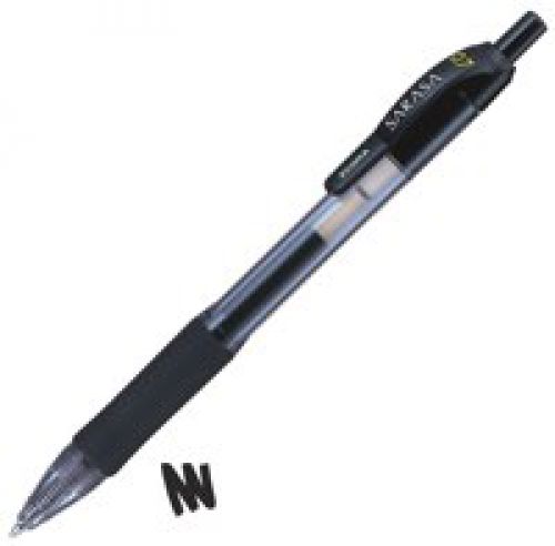 Rollerball Pens Zebra Sarasa Retractable Gel Rollerball Pen 0.7mm Tip 0.5mm Line Black (Pack 12)