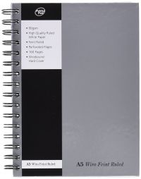 Pukka Pad A5 Wirebound Hard Cover Notebook Ruled 160 Pages Silver (Pack 5) - WRULA5