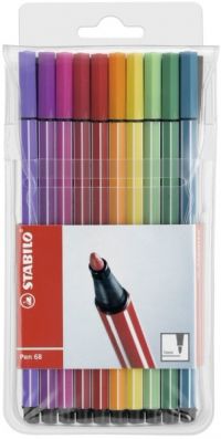 STABILO Pen 68 Fibre Tip Pen 1mm Line Assorted Colours (Wallet 10) - 6810/PL