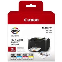 Canon PGI1500XL Black Cyan Magenta Yellow High Yield Ink Cartridge Multipack 34ml + 3 x 12ml (Pack 4) - 9182B004