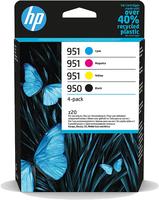HP 950/951 Black Cyan Magenta Yellow Standard Capacity Ink Multipack 24ml + 3 x 16.5ml (Pack 4) for HP OfficeJetPro 251/276/8100/8600/8610 - 6ZC65AE