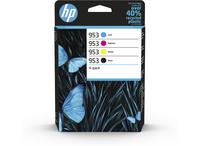 HP 953 Black Cyan Magenta Yellow Standard Capacity Ink Multipack 20ml + 3 x 9ml (Pack 4) for HP OfficeJet Pro 8210/8710/8720/8730/8740 - 6ZC69AE