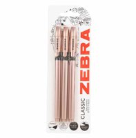 Zebra Z-Grip Smooth Ballpen 1.0mm Tip 0.6mm Line Width Rose Gold Barrel Black Ink (Pack 3) 2582