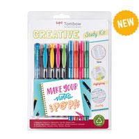 Tombow Creative Study Kit includes 1x Reporter 4 Colour Ballpoint Pen 4x Mono Edge Highlighters and 4x TwinTone Fibre Tipped Pens - STUD-SET