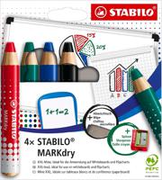 STABILO MARKDRY PCL X4 AST +SHP/CLTH