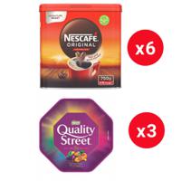 Nescafe Original Instant Coffee 750g x 6 plus Quality Street Chocolates Tub 600g x 3 FREE