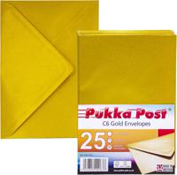 PUKKA POST C6 GOLD ENVELOPES PACK 25