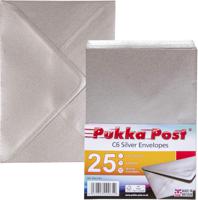 PUKKA POST C6 SILVER ENVELOPES PACK 25