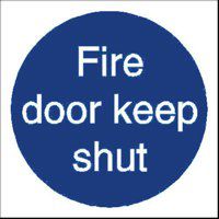 Seco Mandatory Safety Sign Fire Door Keep Shut Self Adhesive Vinyl 100 x 100mm - M014SAV-100X100